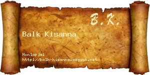 Balk Kisanna névjegykártya